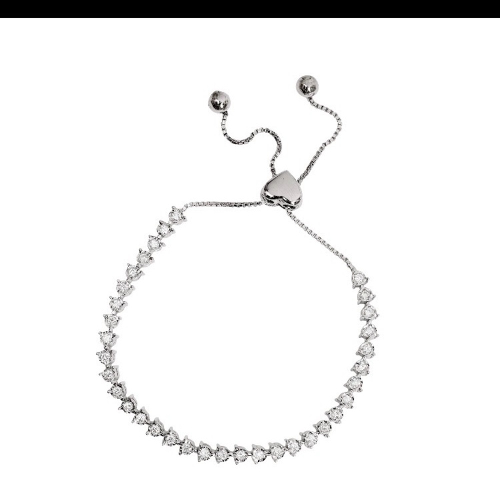 New 5 ctw Lab Created Diamond Bolo Tennis Bracelet Heart Accent, Sterling Silver